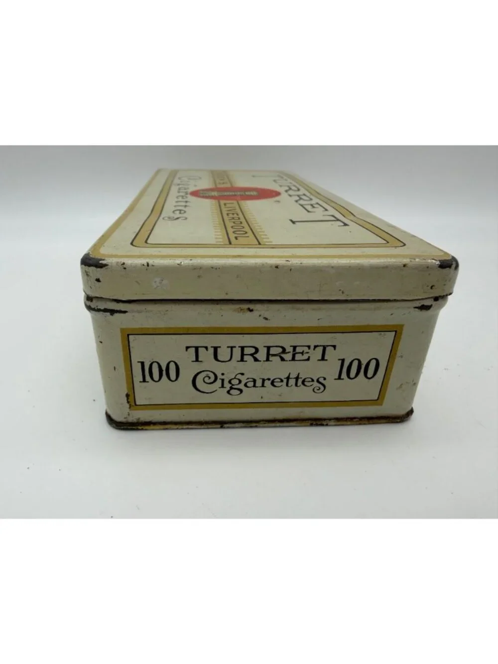 Antique Pair Turret Cigarettes Tins Ogden's Liverpool 50 100 Canadian Tobacciana